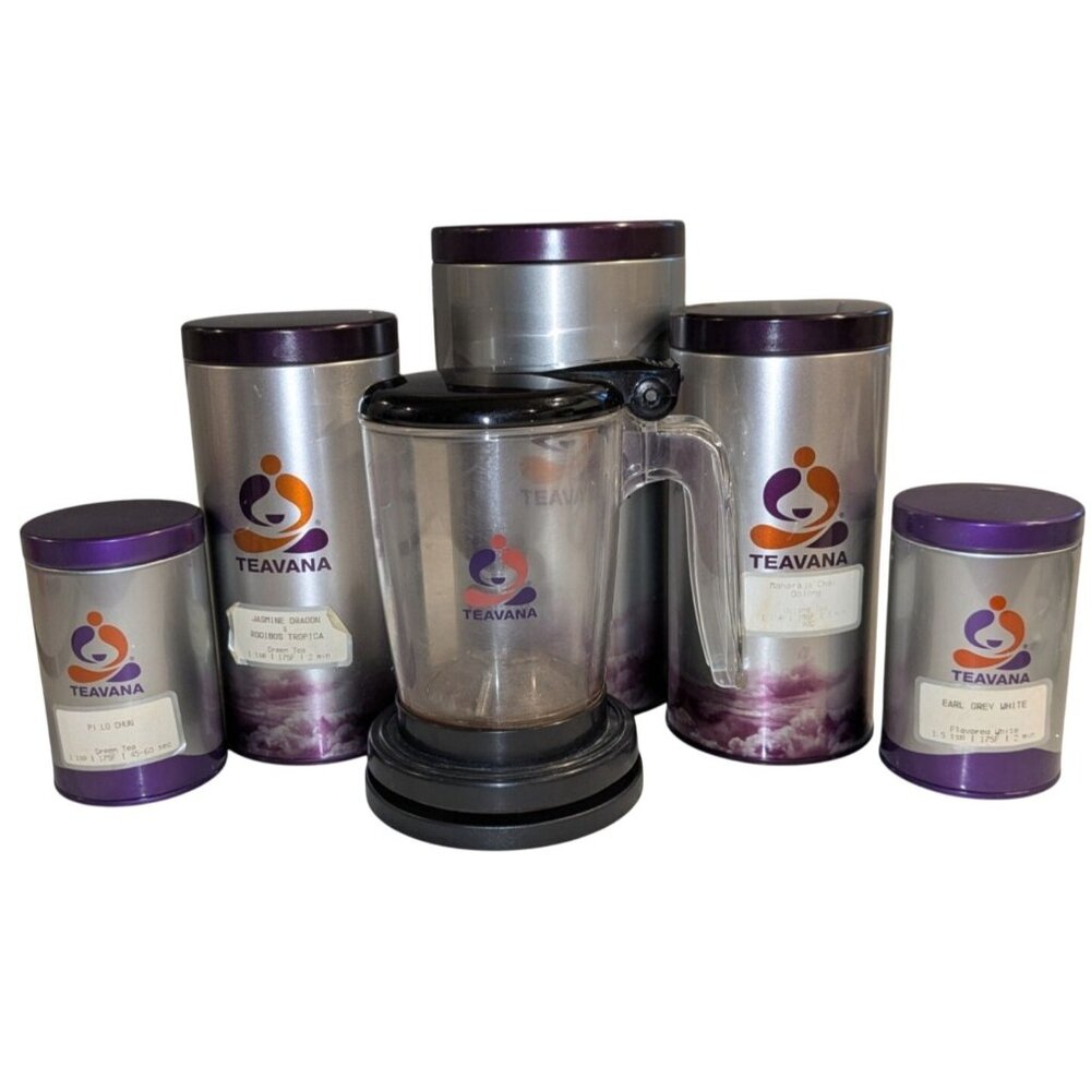 Teavana Loose-Leaf Tea Canisters 16 Oz Perfect tea Maker Airtight Storage 4 teas - Picture 5 of 16